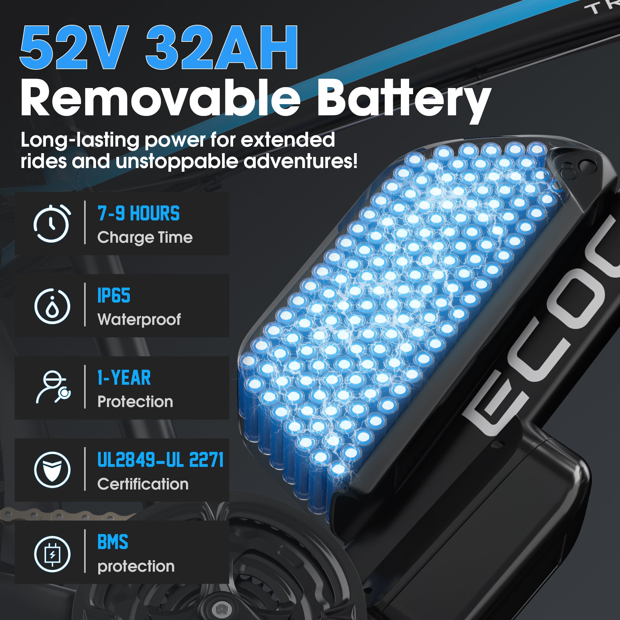 E-BYCCO G7 6000W bici elettrica 52V 32Ah nero/blu ricondizionata
