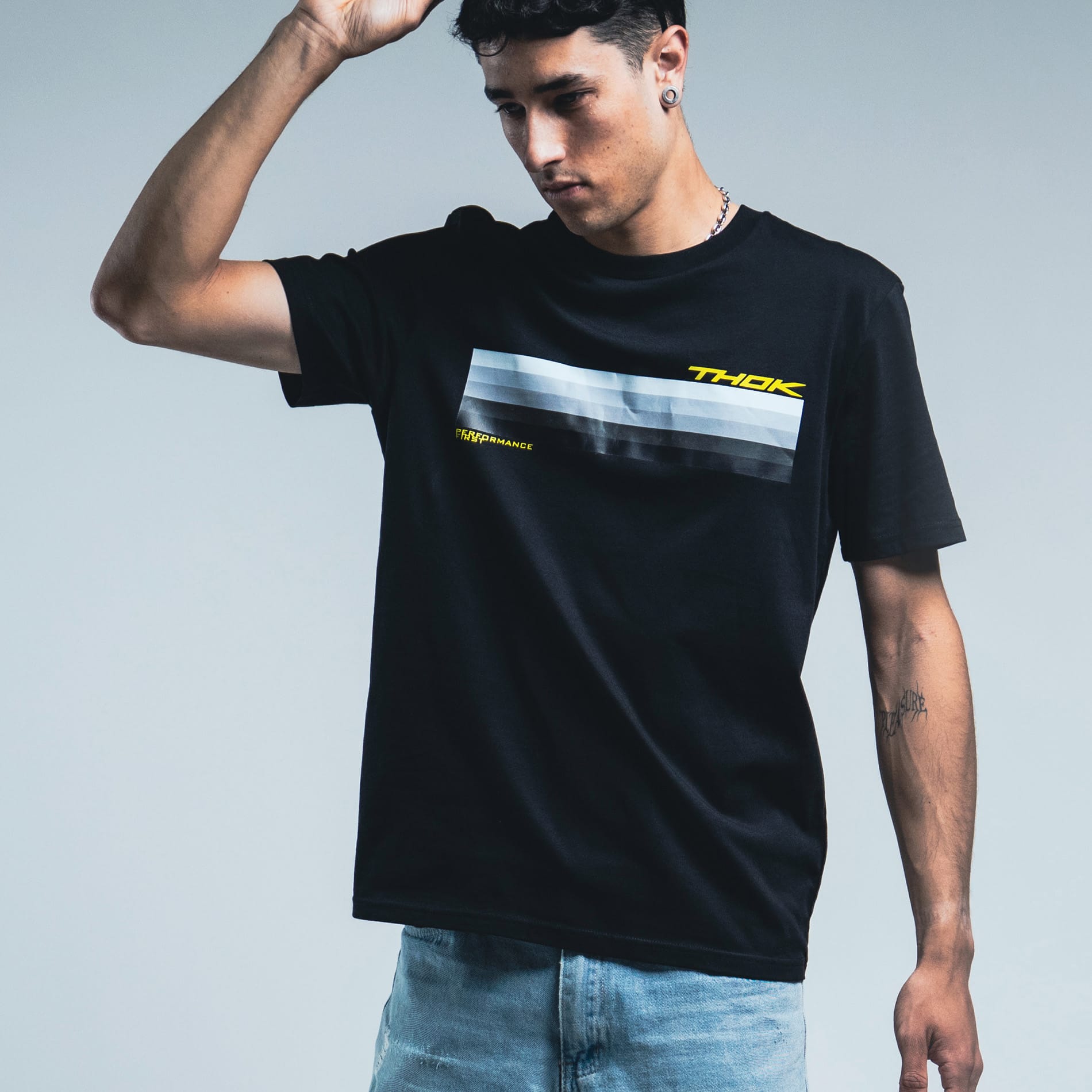 THOK Gradient t-shirt nera maniche corte cotone
