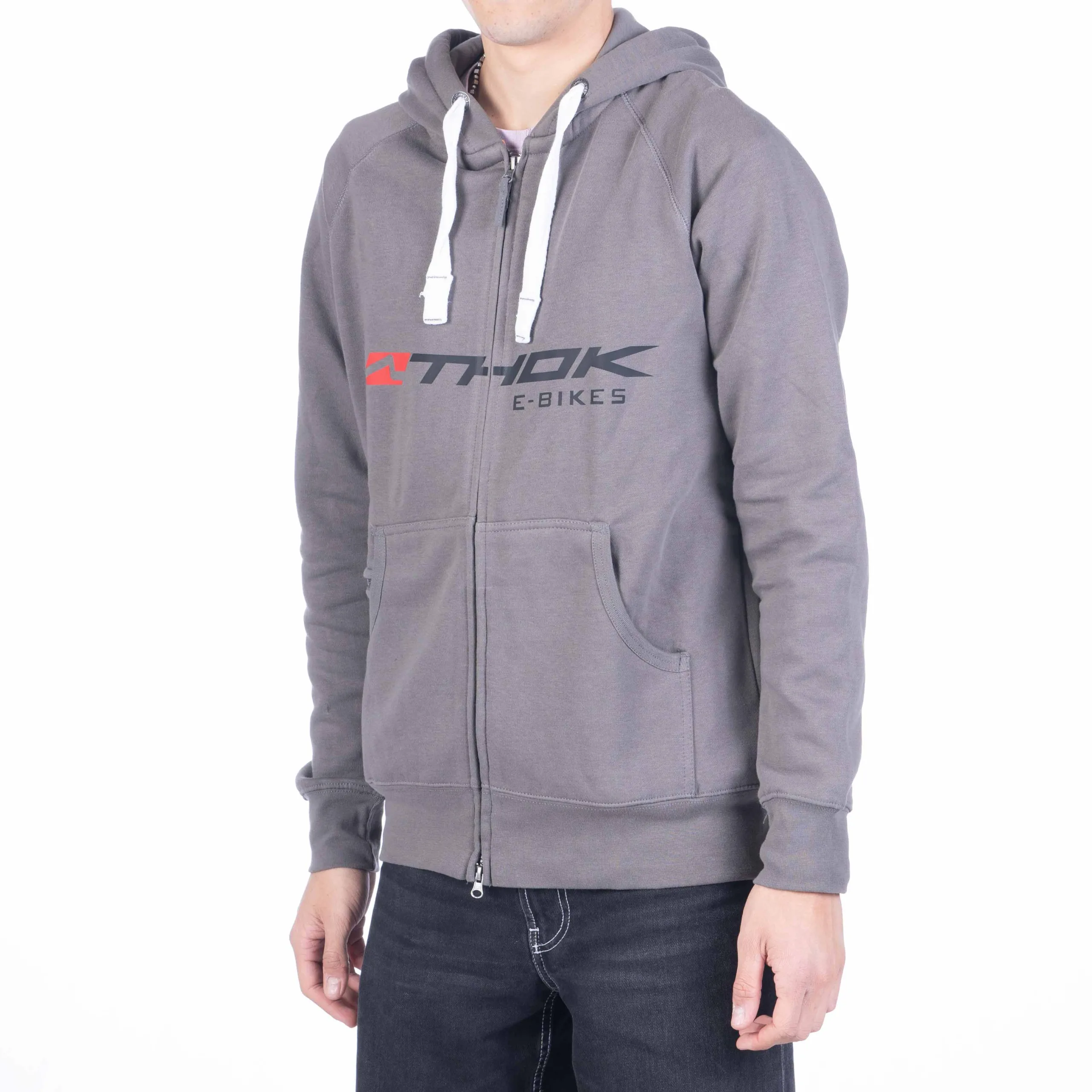 THOK Corporate felpa full zip grigia con cappuccio