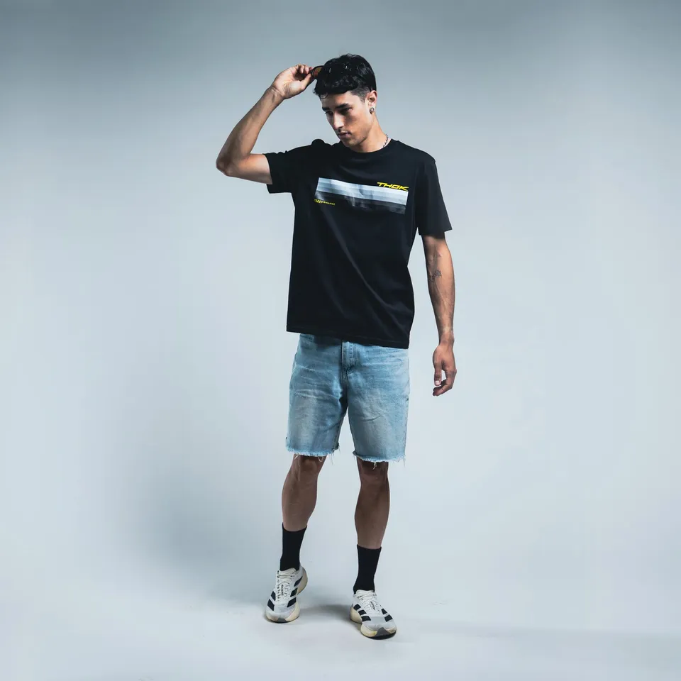 THOK Gradient t-shirt nera maniche corte cotone