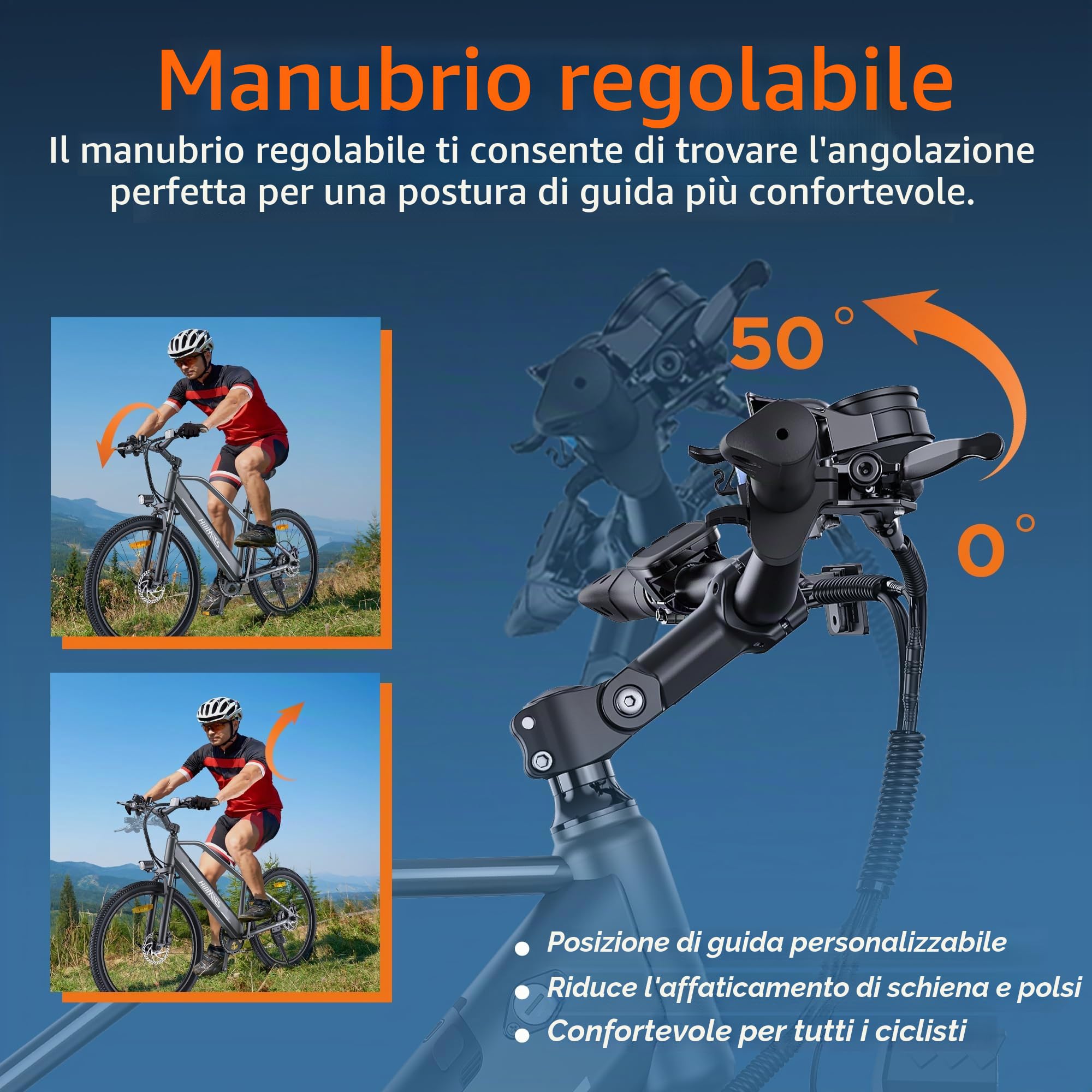 HillMiles MileTrail1 Bici Elettrica 26" Blu 100Km