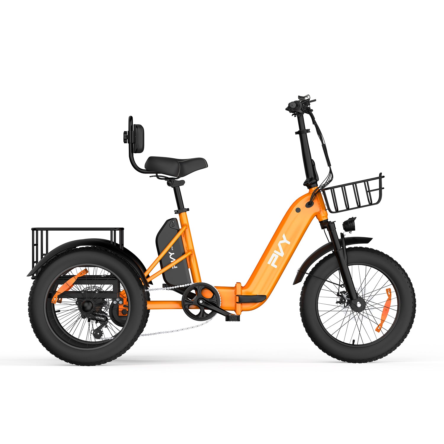 PVY F20 triciclo elettrico arancione stabile