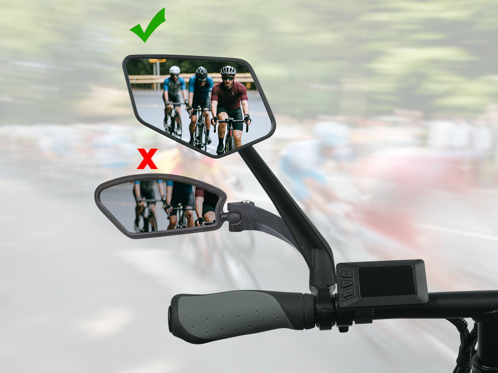 Touroll Specchietti retrovisori bici HD 360° extra large
