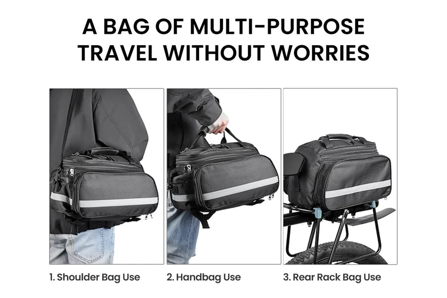Touroll borsa posteriore bici 25L nera espandibile