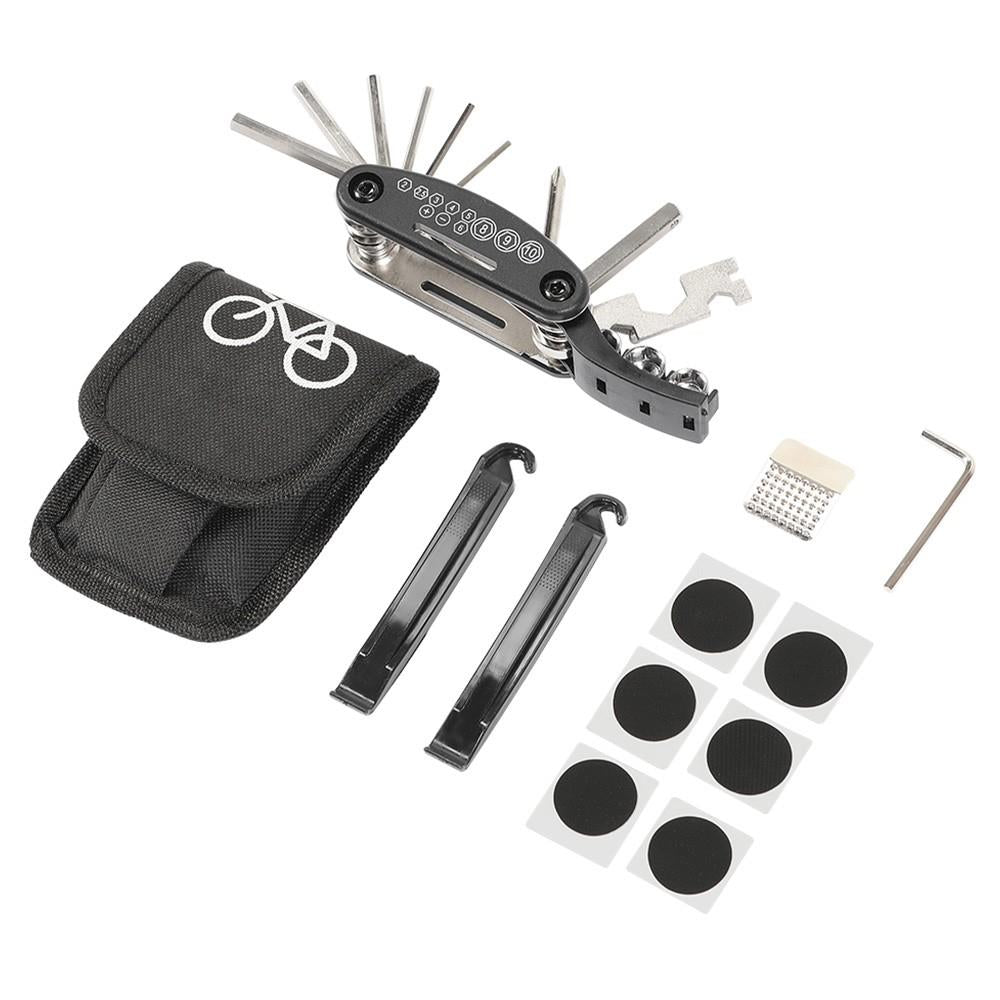 Touroll Kit riparazione bici multitool 16 in 1 con toppe
