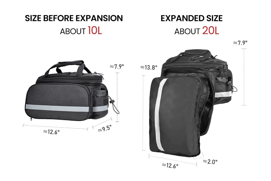 Touroll borsa posteriore bici 25L nera espandibile