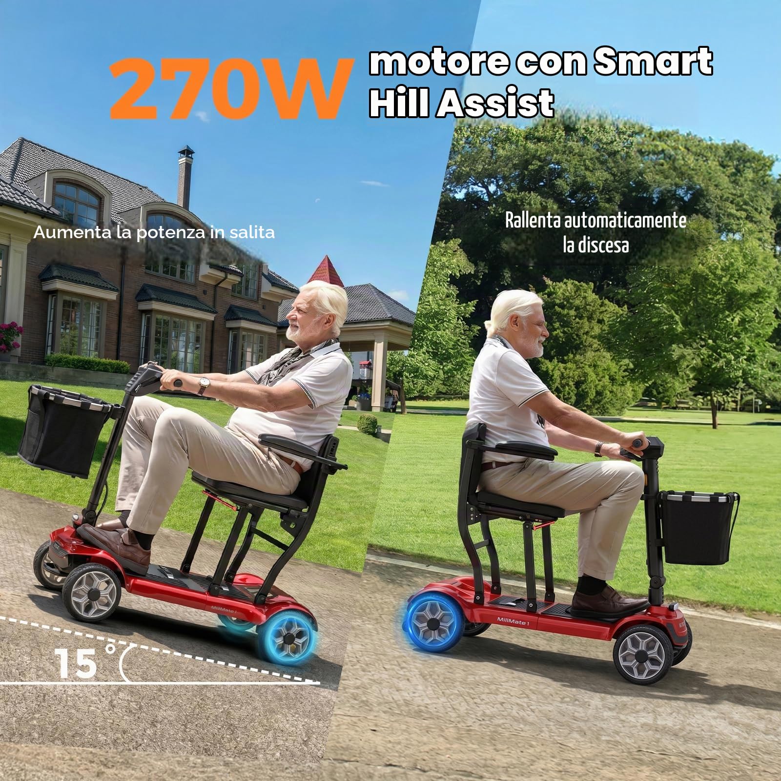 HillMiles Millmate 1 Scooter Elettrico Pieghevole Nero 24 km