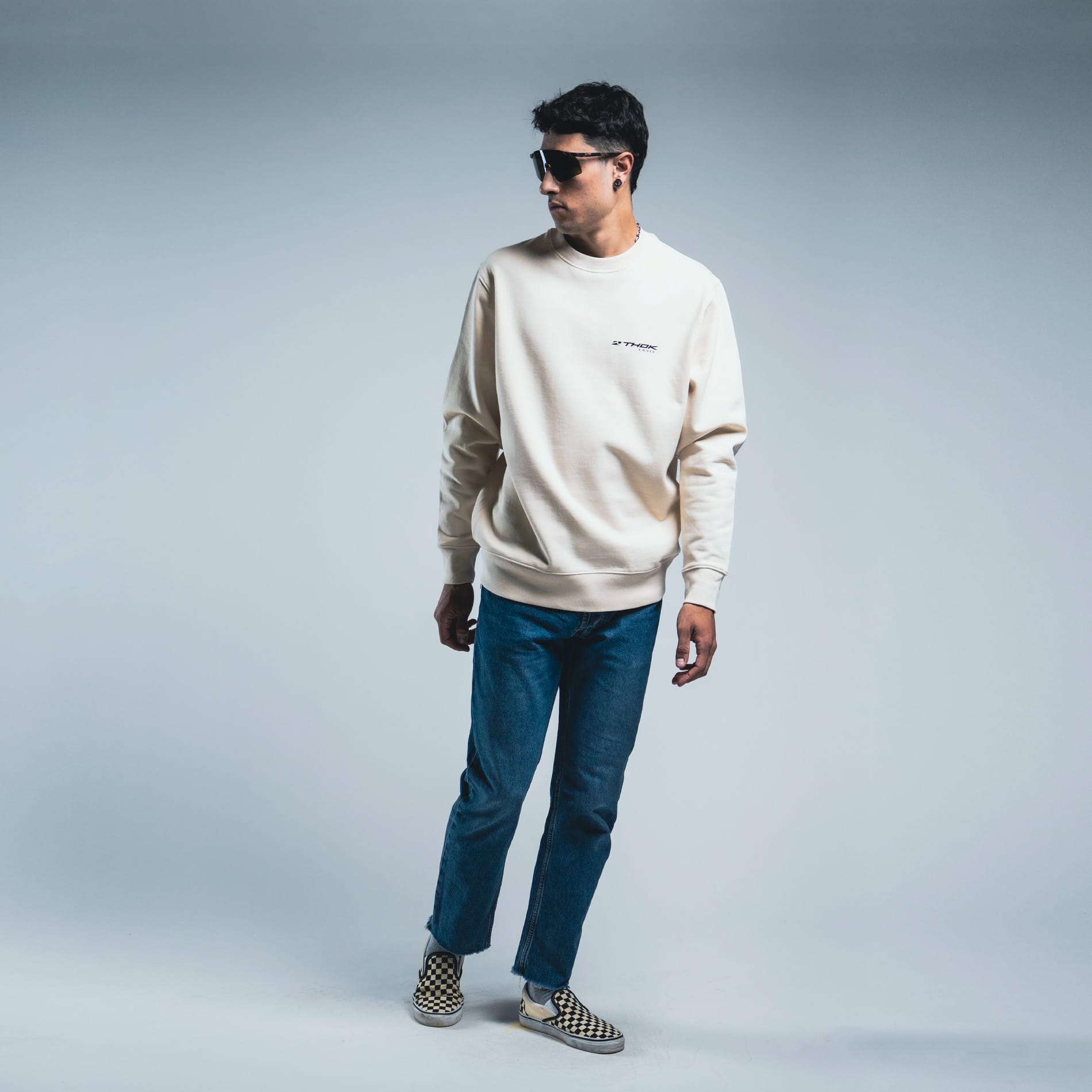 THOK SW-Crew felpa girocollo Off-White cotone