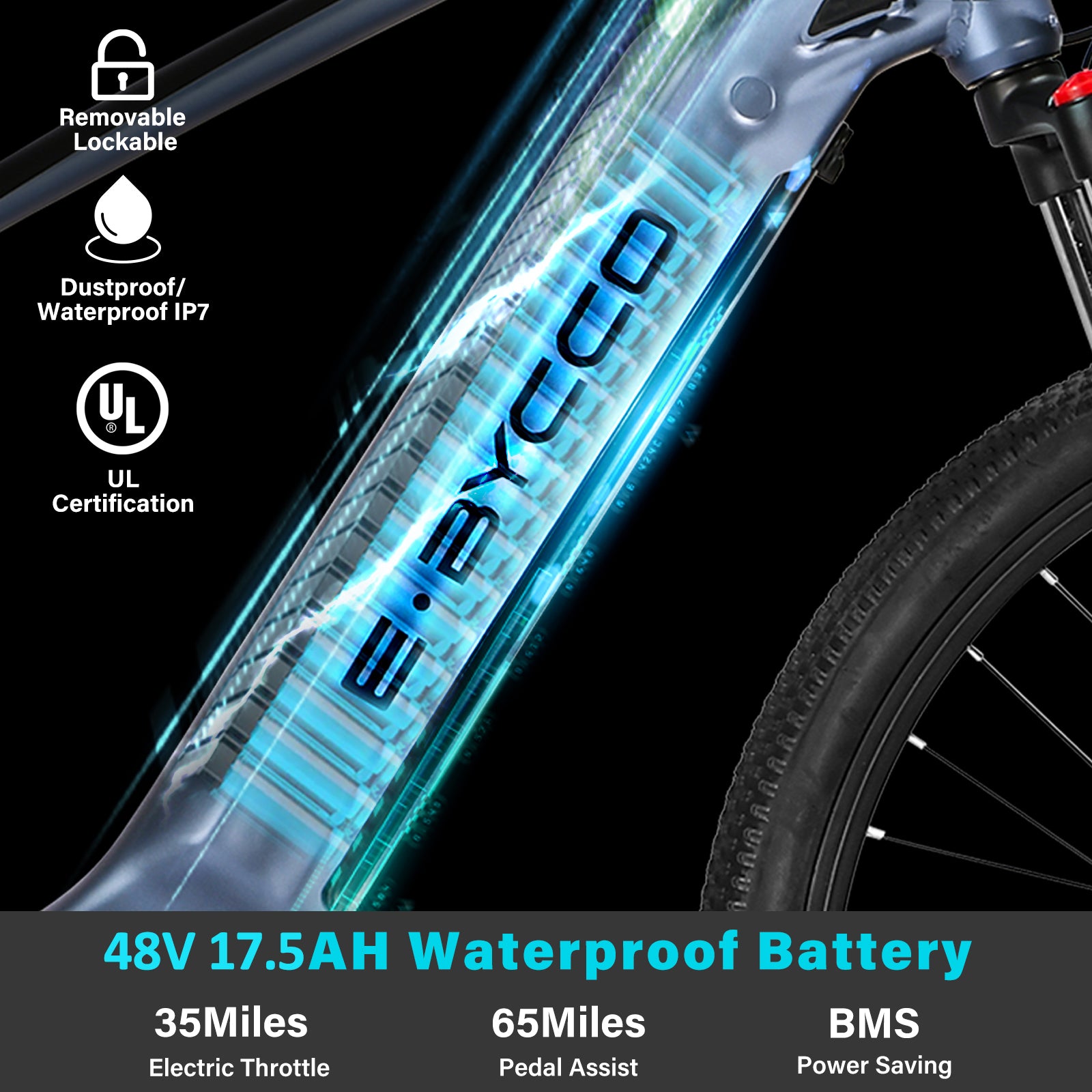 E-BYCCO E8 batteria bici elettrica 48V 17,5Ah rimovibile