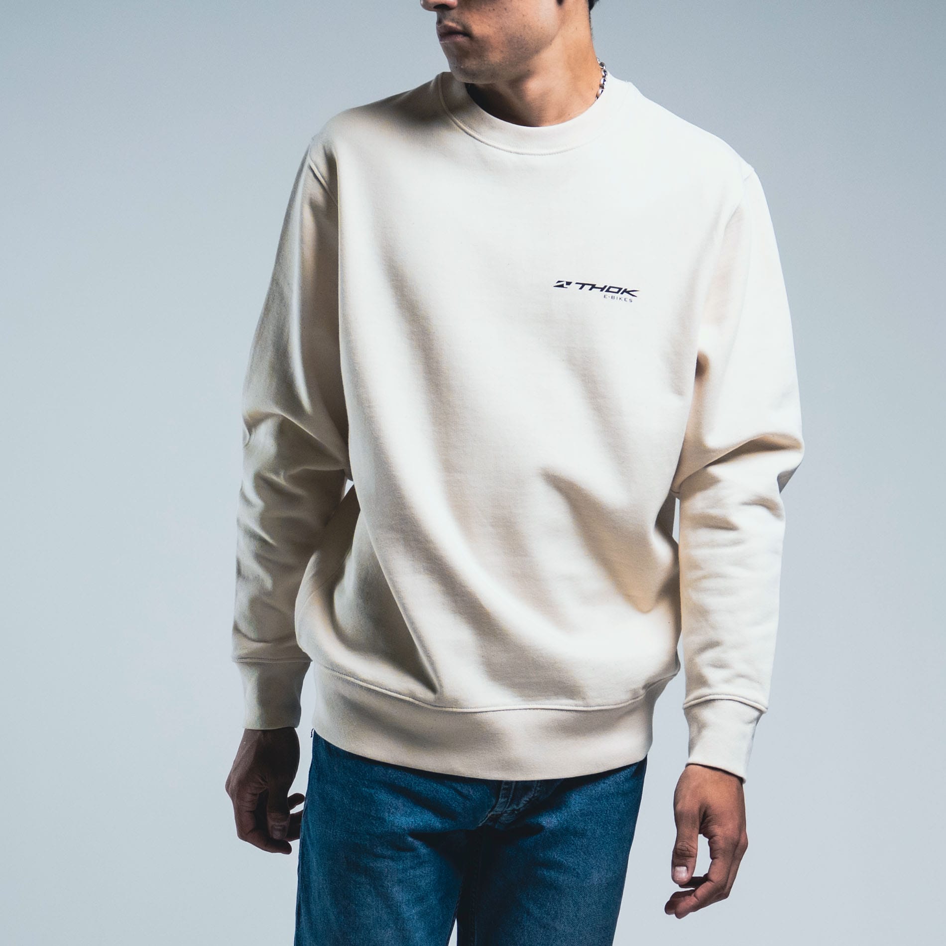 THOK SW-Crew felpa girocollo Off-White cotone