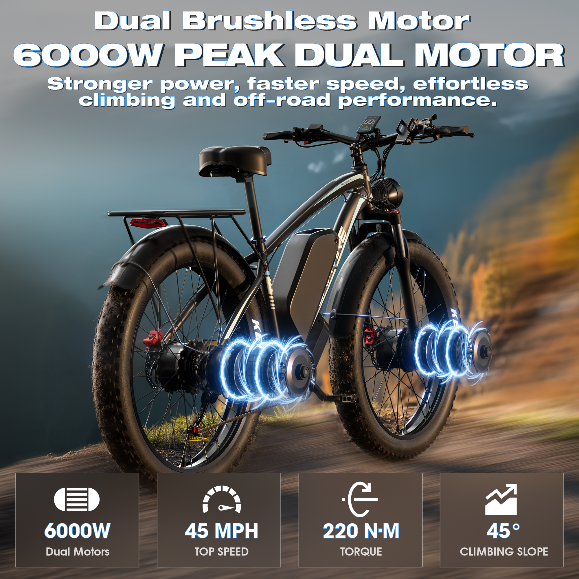 E-BYCCO V7PRO Bici Elettrica 24" 52V 32Ah 6000W Nero