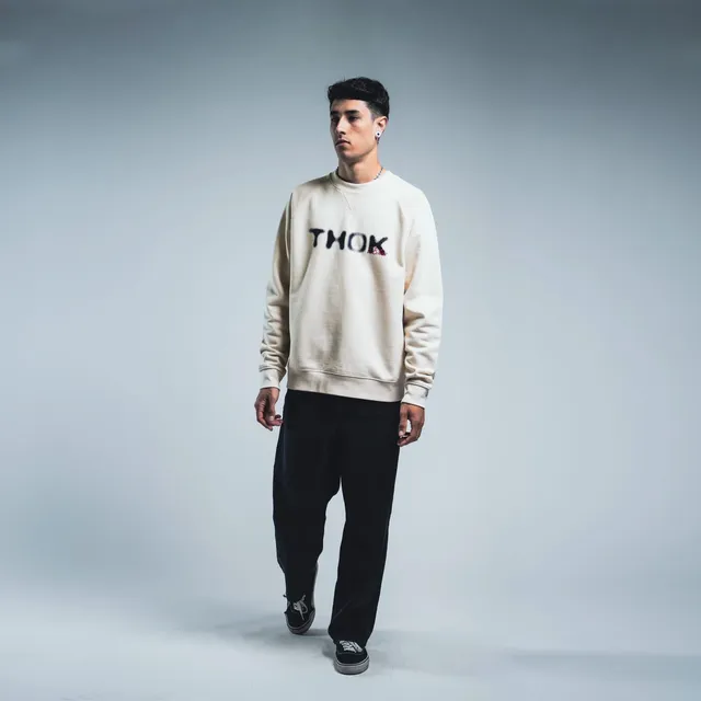 THOK ZRØ felpa girocollo off-white cotone