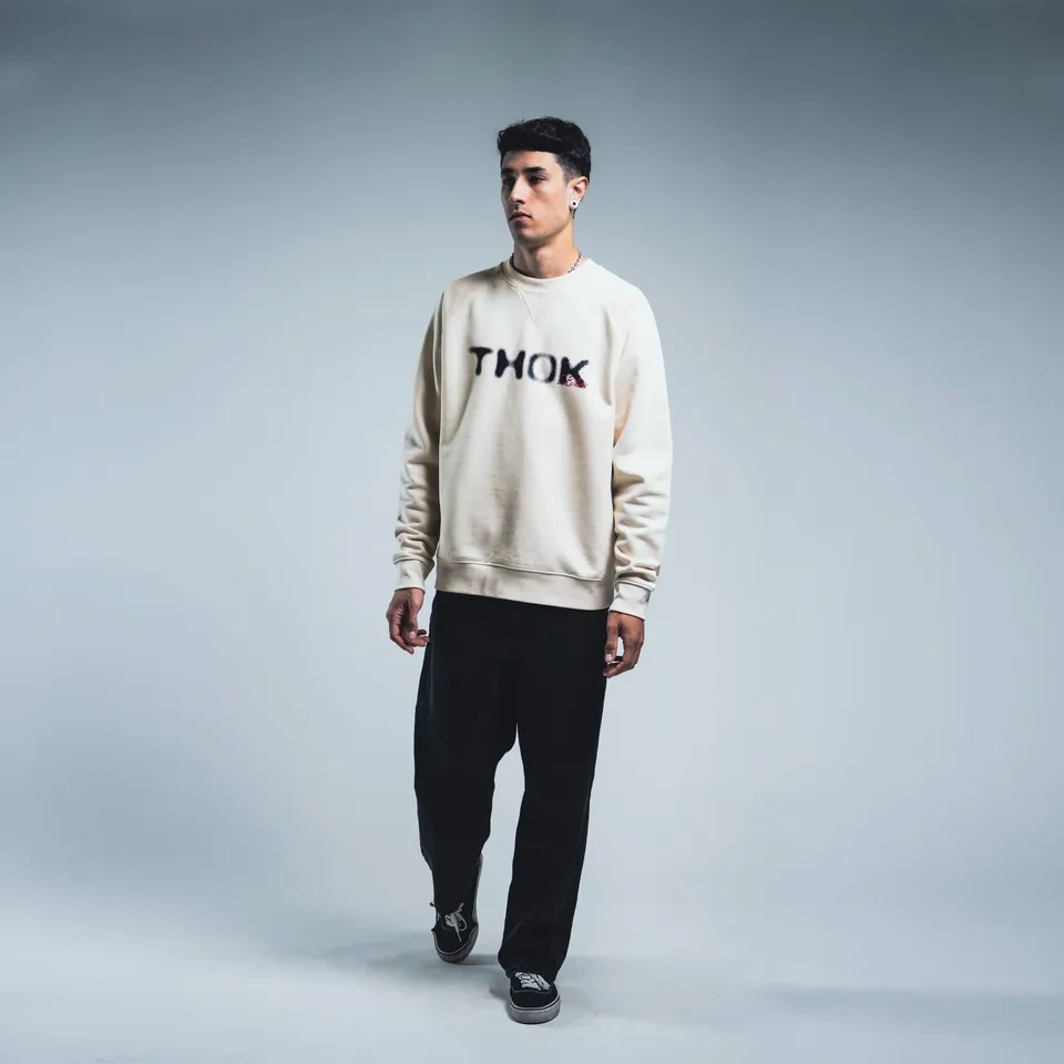 THOK ZRØ felpa girocollo off-white cotone