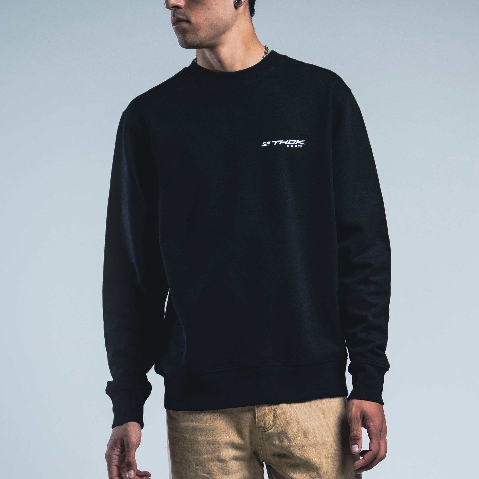 THOK Crew felpa girocollo nera unisex 100% cotone