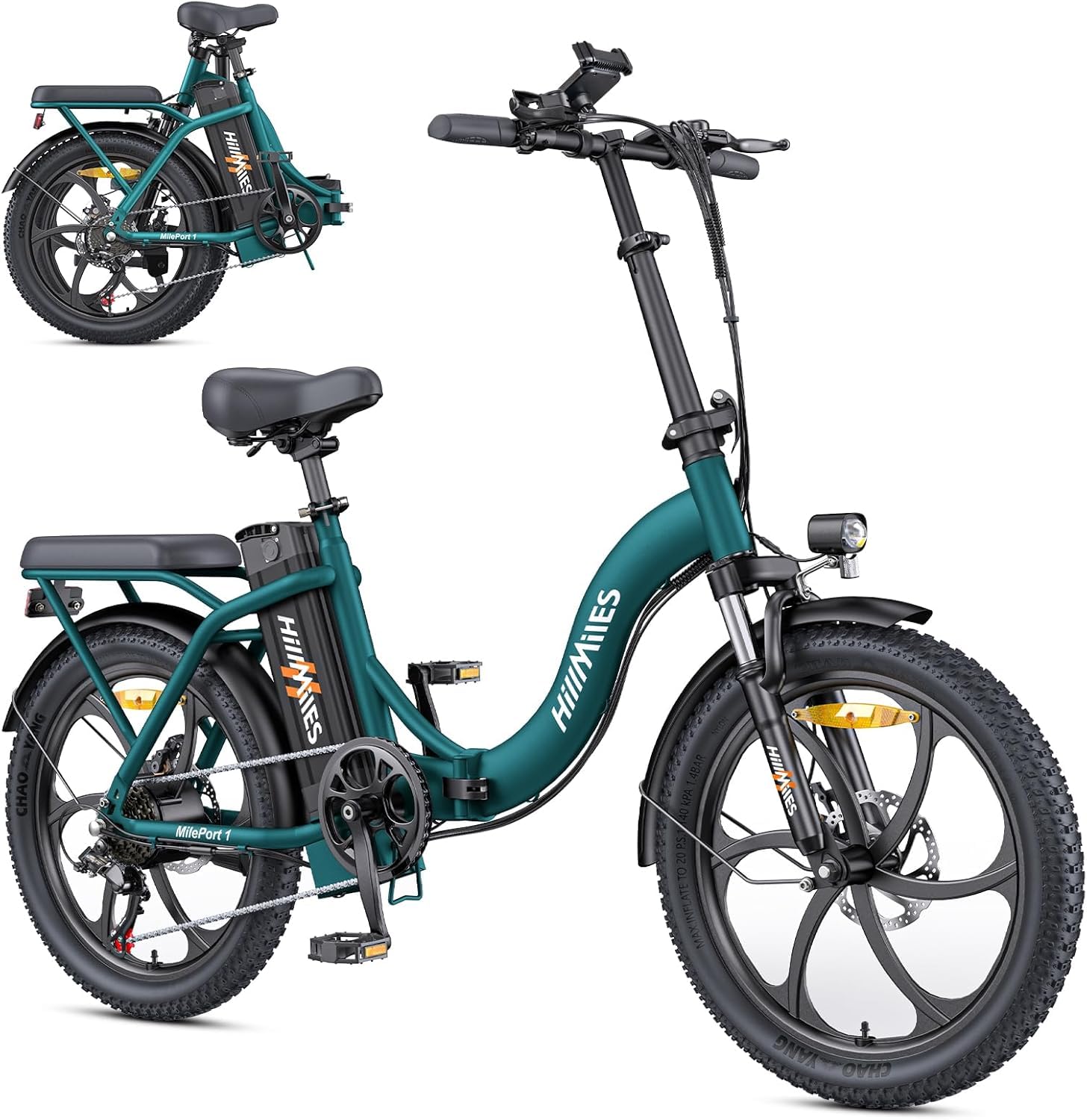 HillMiles MilePort 1 Bici Elettrica Pieghevole Verde 100 Km