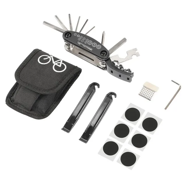 Touroll Kit riparazione bici multitool 16 in 1 con toppe