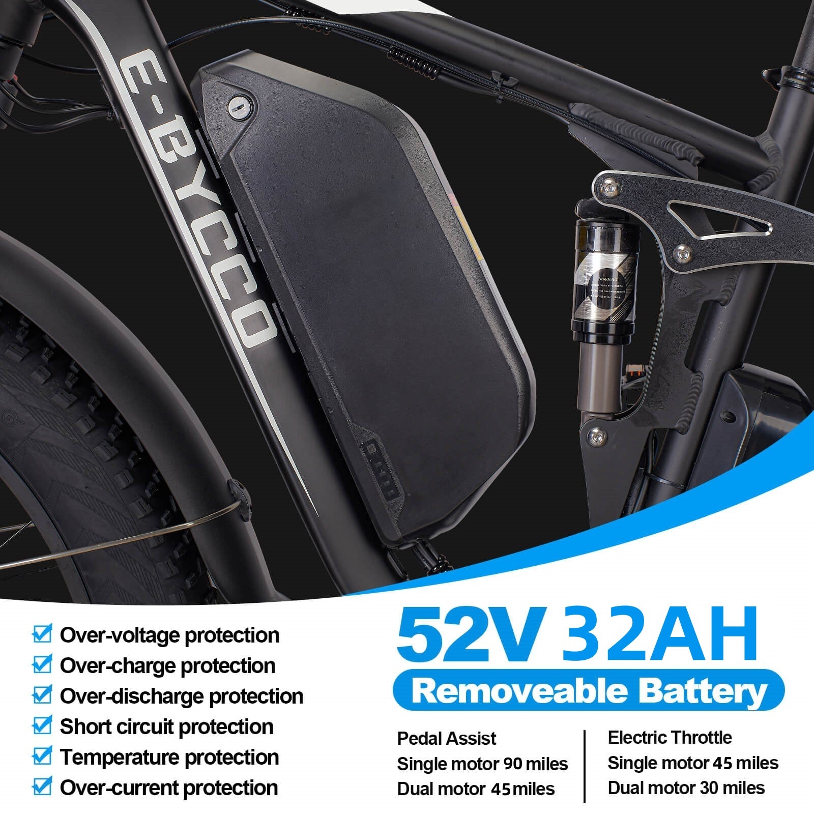 E-BYCCO EB7Pro bici elettrica 26" 52V 3000W nero bianco