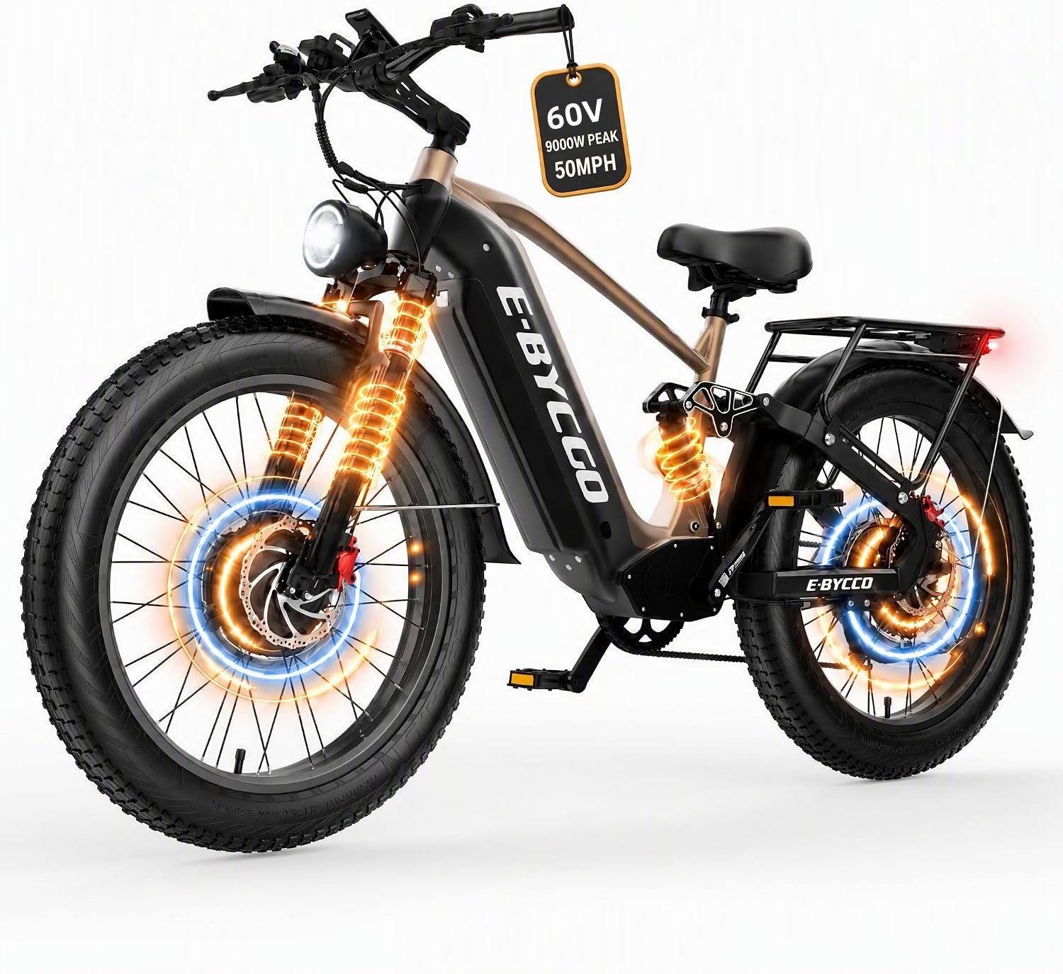 E-BYCCO C8max 26 Bici Elettrica 60V Nero Oro Frecce