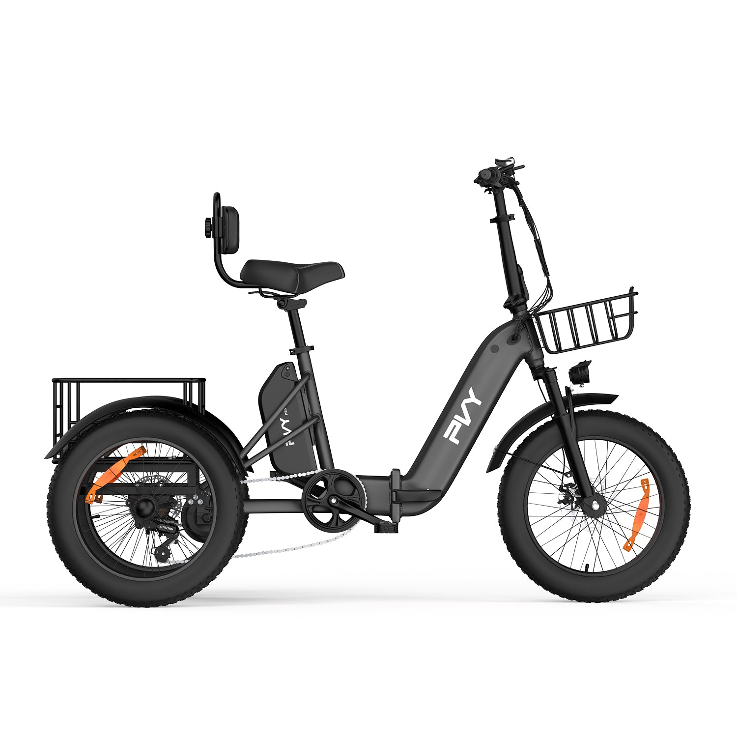 PVY F20 triciclo elettrico arancione stabile