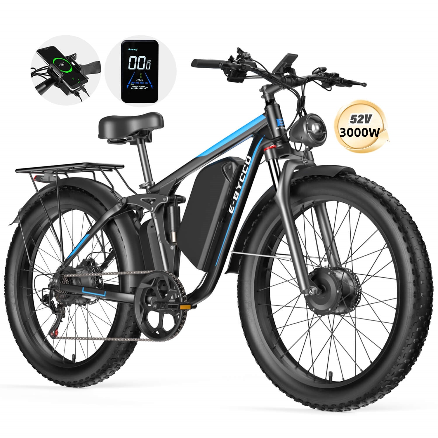 E-BYCCO EB7Pro Bici Elettrica 24" 6000W 32Ah Blu