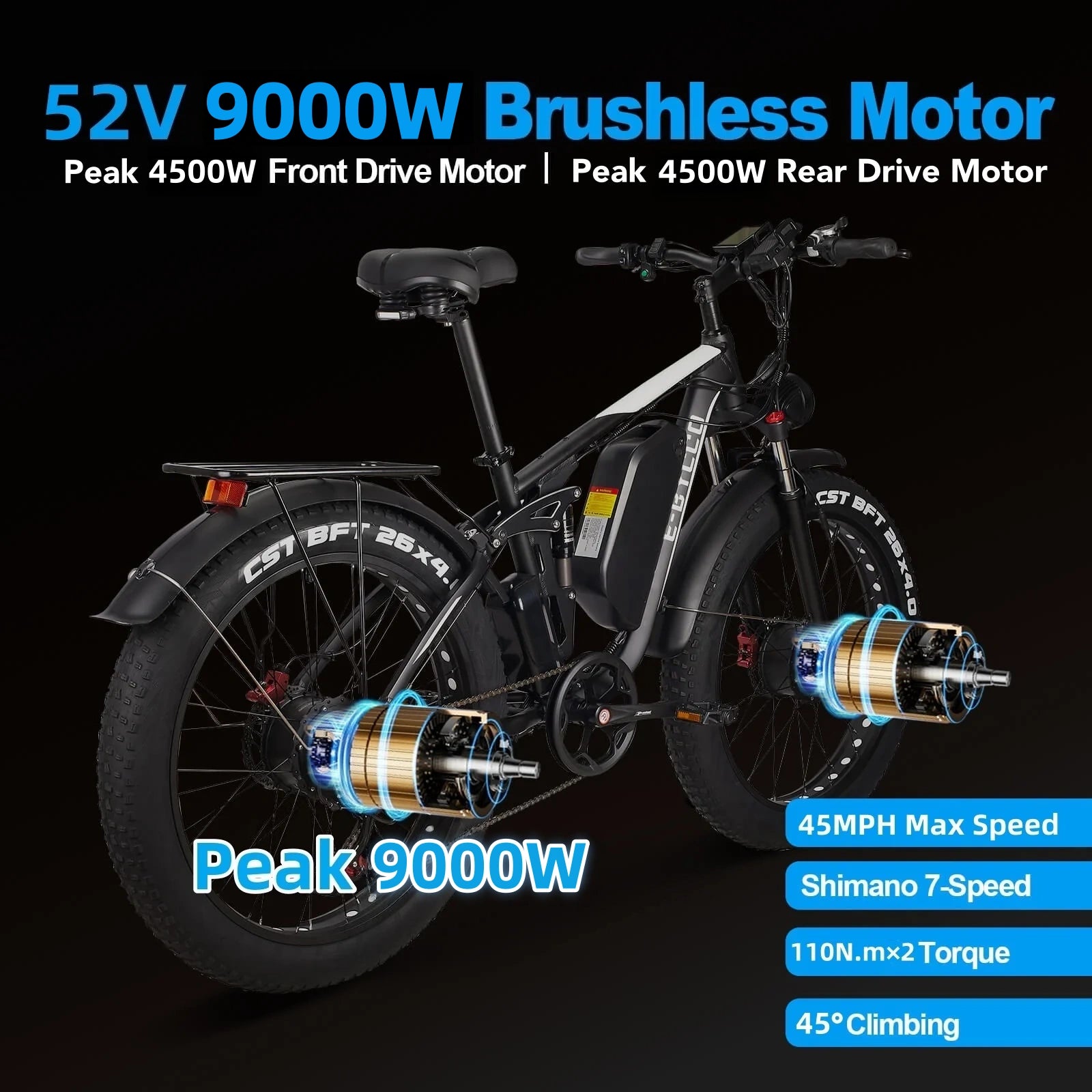 E-BYCCO EB7PRO bici elettrica 26" doppio motore 6000W