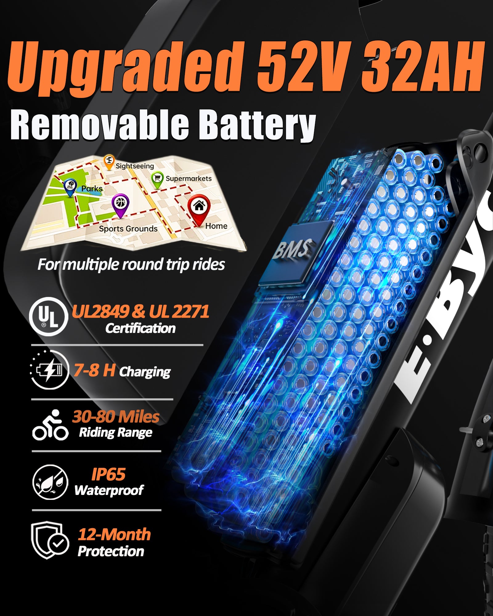E-BYCCO Batteria Bici Elettrica 52V Ricambio Originale