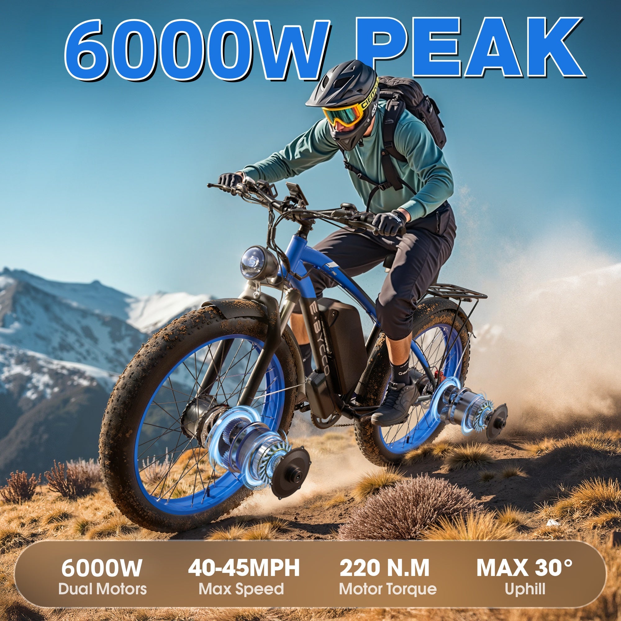 E-BYCCO C5PRO Mountain Bike Elettrica 26" Nero Blu