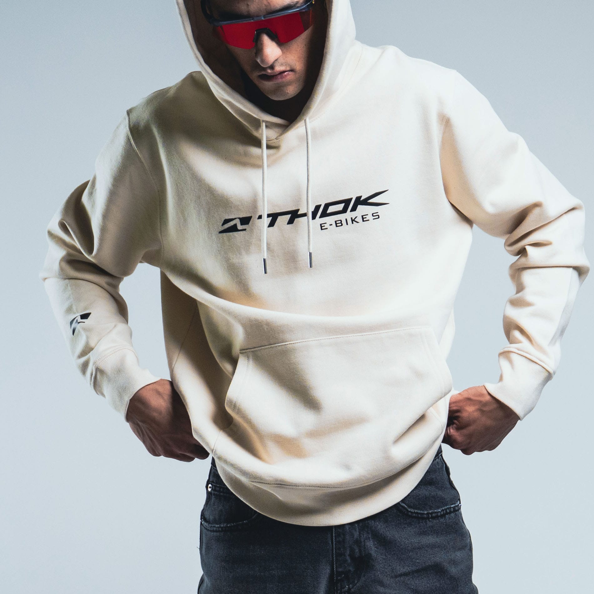 THOK H-Crew Natural Culture felpa cappuccio off-white
