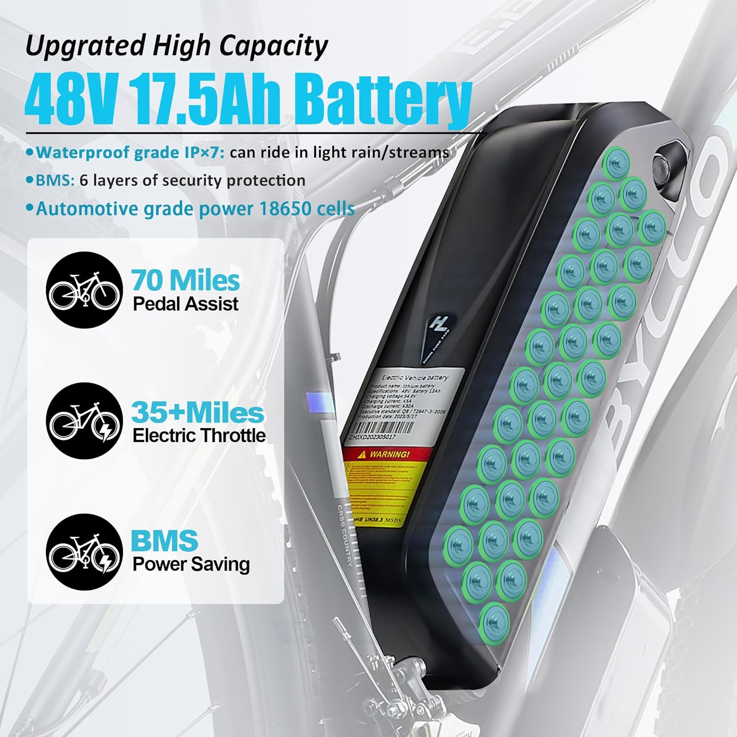 E-BYCCO E8 batteria bici elettrica 48V 17,5Ah rimovibile