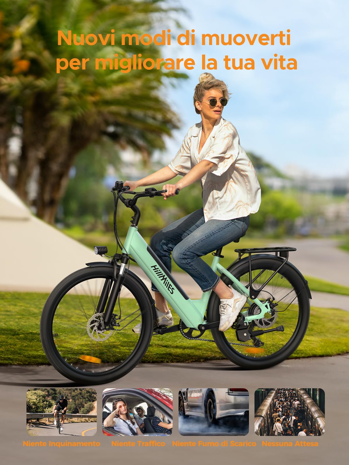 HillMiles MileCity1 bici elettrica 26" grigia 100 km