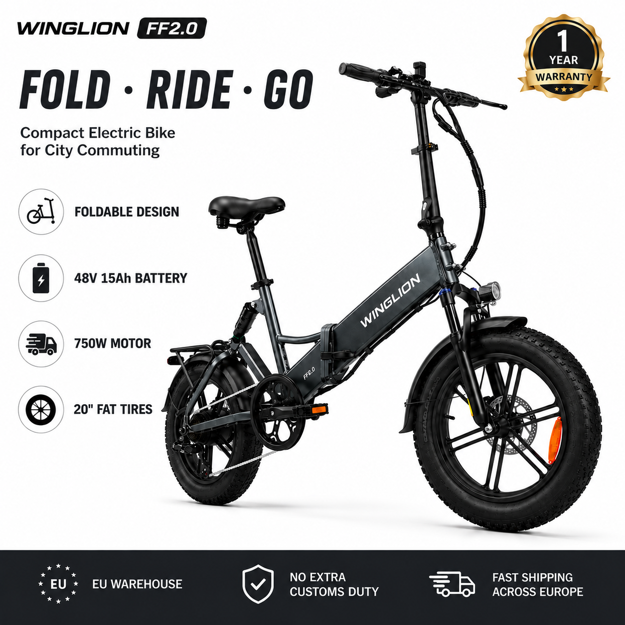 E-BYCCO EB-FM2.0 bici elettrica pieghevole White 20x4.0