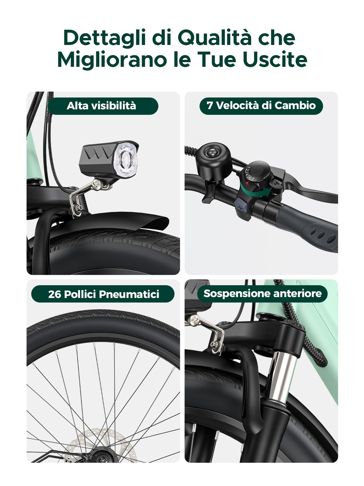 HillMiles MileCity1 bici elettrica 26" grigia 100 km