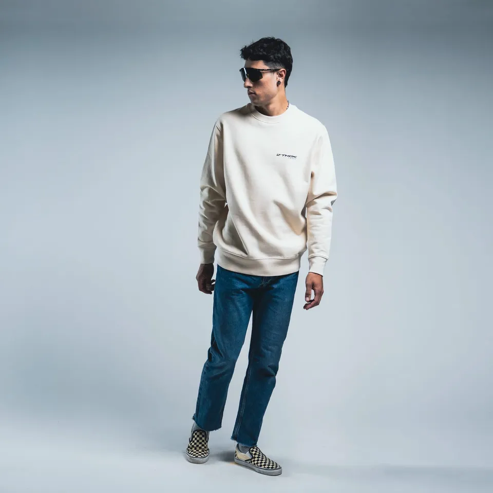 THOK SW-Crew felpa girocollo Off-White cotone