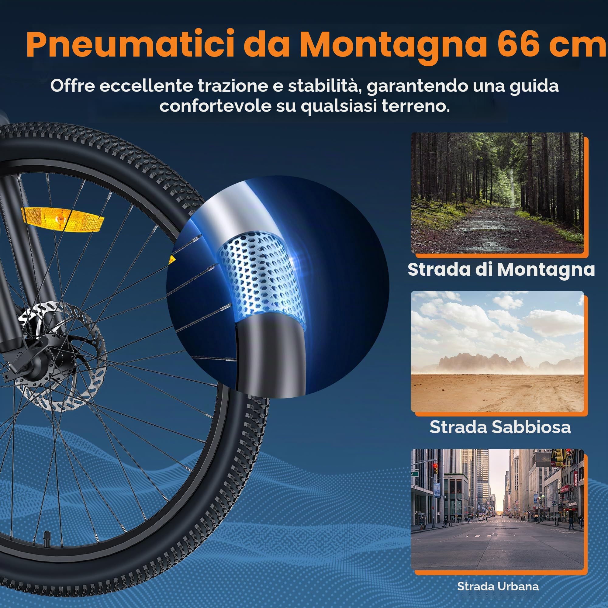 HillMiles MileTrail1 Bici Elettrica 26" Blu 100Km