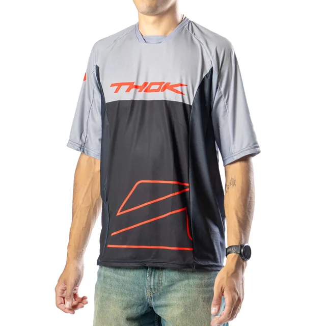 THOK Dustline Jersey Maniche Corte Nero Grigio