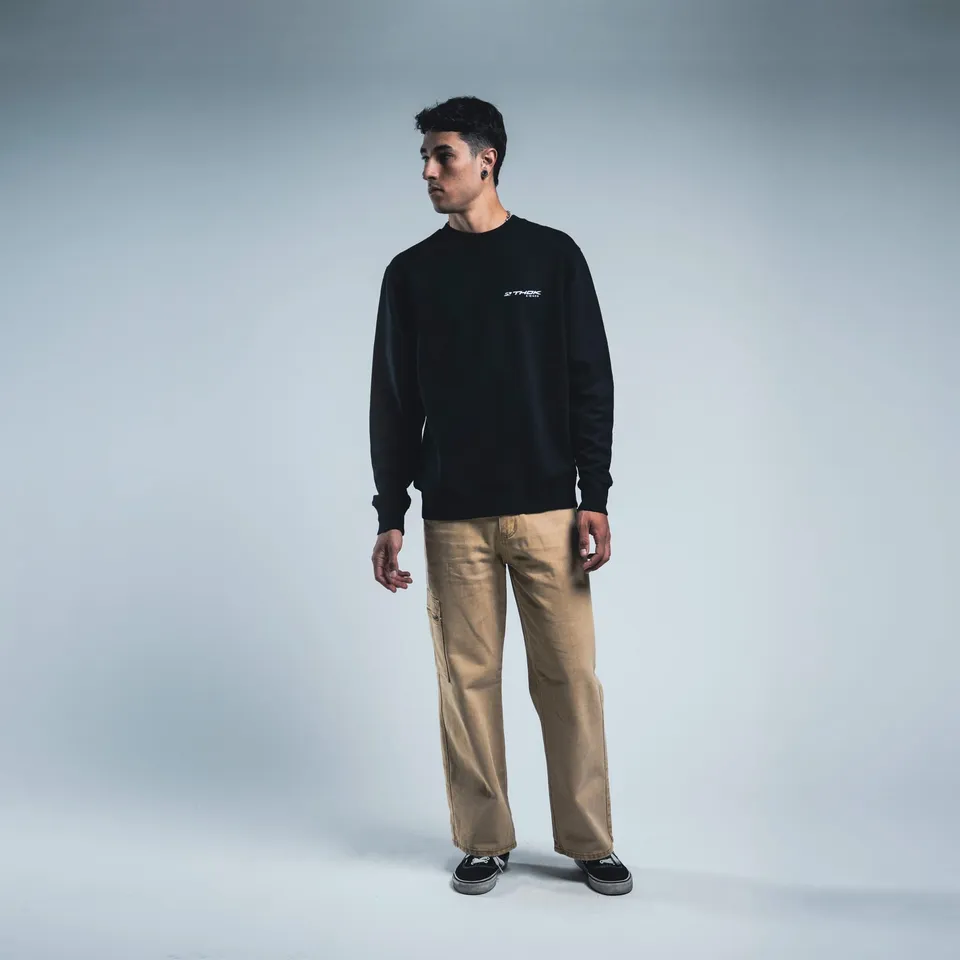 THOK Crew felpa girocollo nera unisex 100% cotone