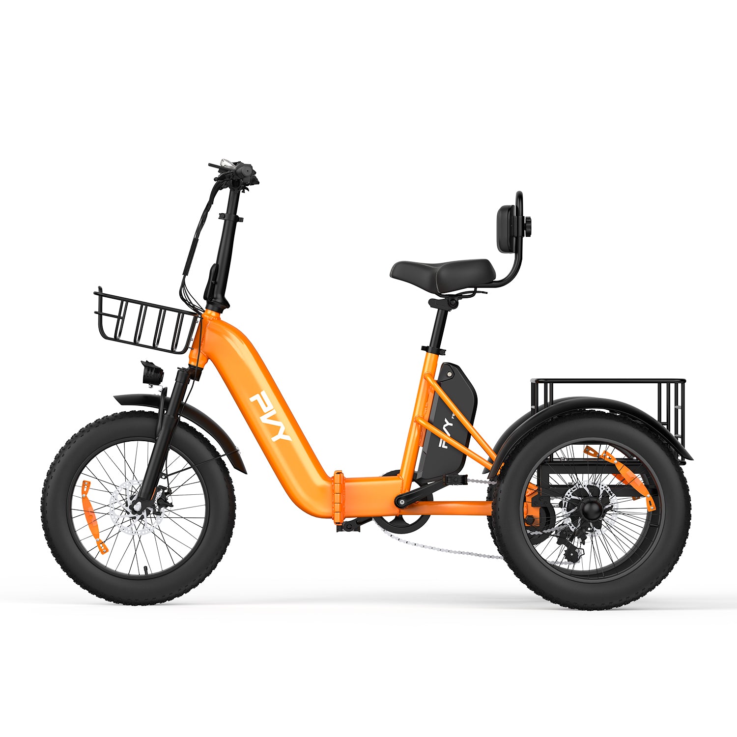 PVY F20 triciclo elettrico arancione stabile