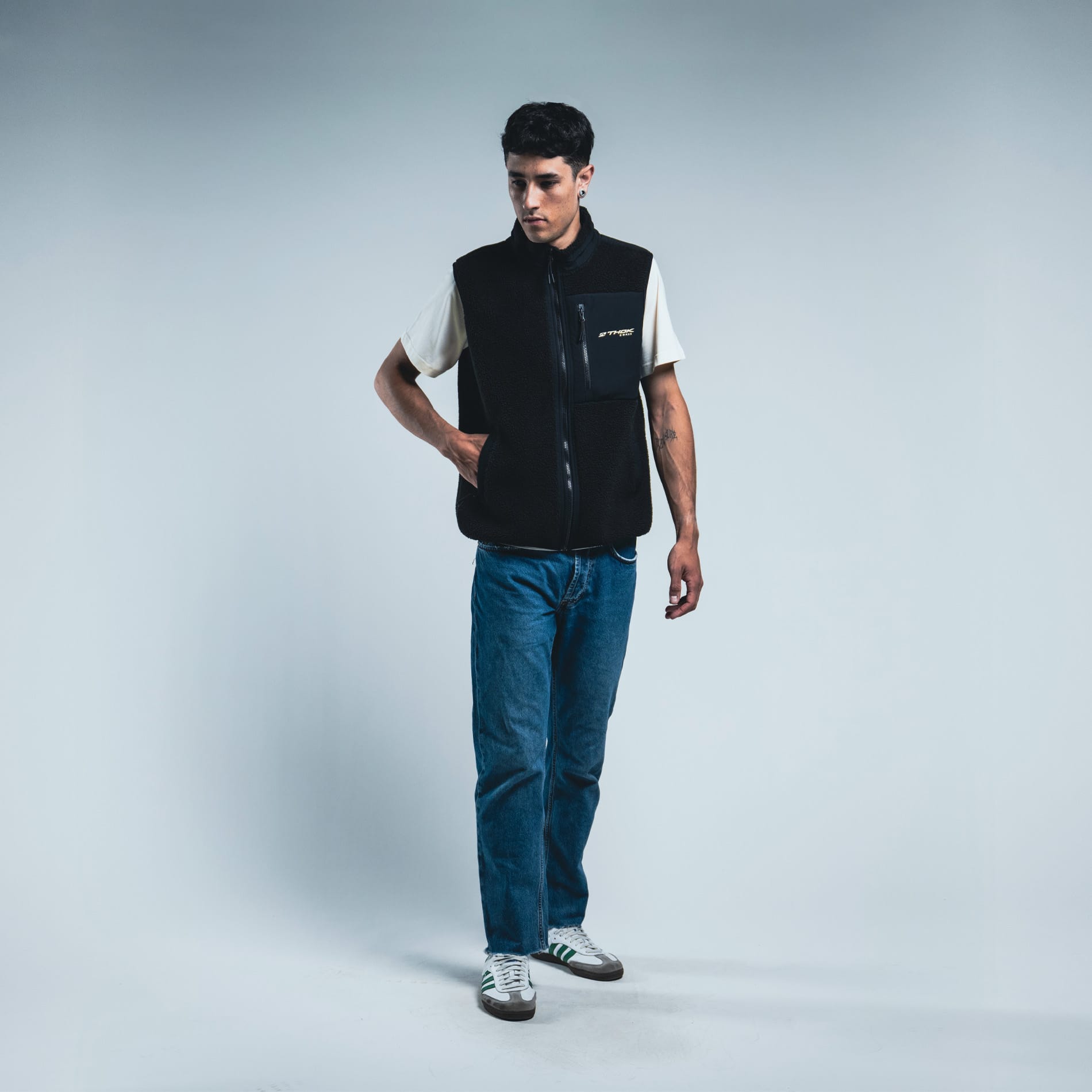 THOK Bear gilet pile nero sherpa